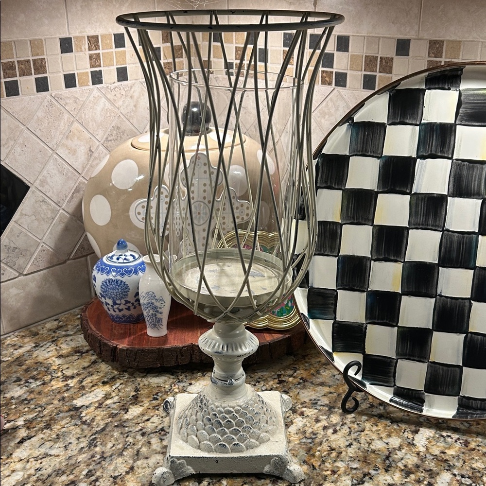 Elegant Metal and Glass Candle Holder